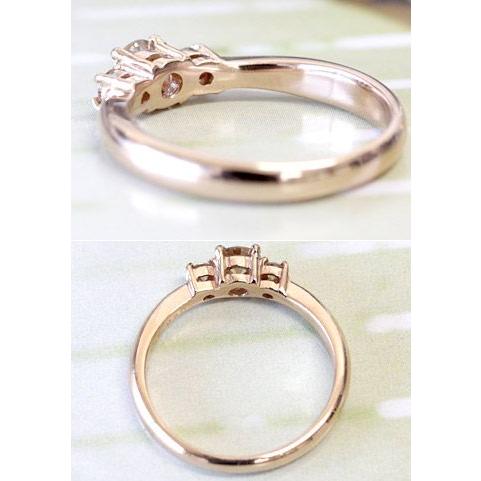 ダイヤモンド リング レディース 指輪 ダイヤ 18金 18k K18 ゴールド ブラウンダイヤ トータル 0.3ct カラットの画像