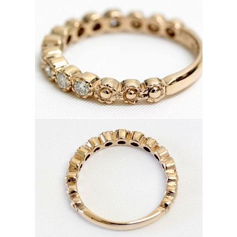 エタニティリング ダイヤモンド 0.27ct レディース 指輪 リング 18金 18k K18 ゴールド エタニティ ダイヤリング ハーフエタニティ ミル打ちの画像