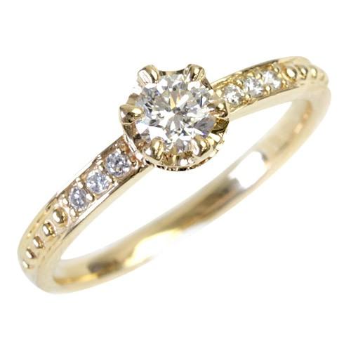 ダイヤモンド リング レディース 指輪 ダイヤ 18金 18k K18 ゴールド 0.3ct クラウンデザインの画像