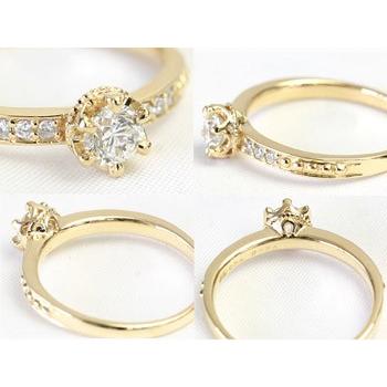 ダイヤモンド リング レディース 指輪 ダイヤ 18金 18k K18 ゴールド 0.3ct クラウンデザインの画像