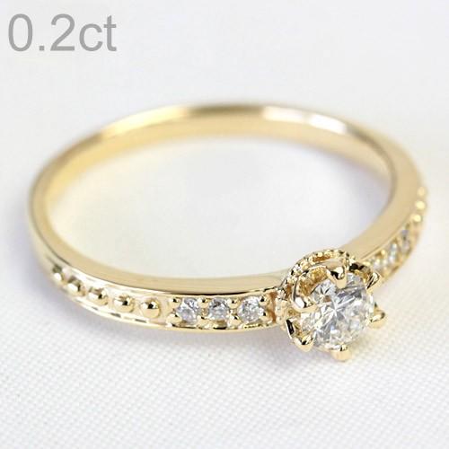 リング レディース 指輪 18金 18k K18 ゴールド ダイヤモンド ダイヤ 0.2ct カラット クラウンデザイン | 