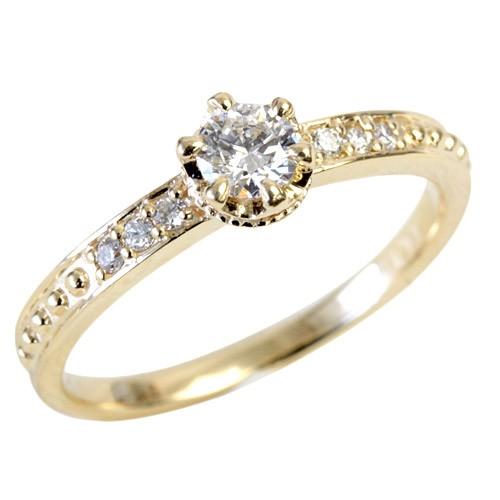 リング レディース 指輪 18金 18k K18 ゴールド ダイヤモンド ダイヤ 0.2ct カラット クラウンデザイン |  | 02