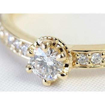 リング レディース 指輪 18金 18k K18 ゴールド ダイヤモンド ダイヤ 0.2ct カラット クラウンデザイン |  | 03