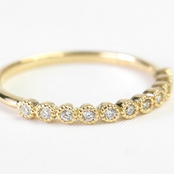 エタニティリング ダイヤモンド 0.1ct レディース 指輪 リング 18金 18k K18 K10 10金 ゴールド エタニティ ダイヤリング ハーフエタニティ ミル打ち 11石 |  | 02