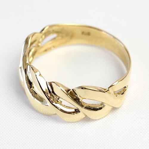 リング レディース 指輪 18金 18k K18 ゴールド ファッションリング 幅広 ツイストデザイン 文字入れ不可の画像