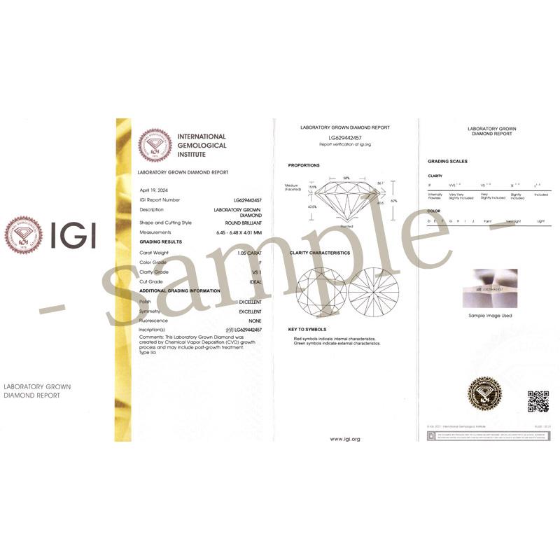 ダイヤモンドルース 1.0ct ダイヤ ルース ダイヤルース 裸石 一粒 鑑定書付き ラボグロウンダイヤモンド ラボダイヤ Lab Grown Diamond 1カラット 1ct 1.0ctの画像
