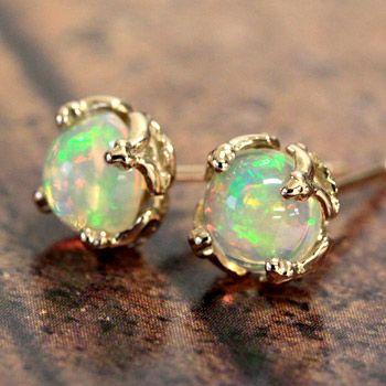 ピアス レディース オパール 18金 18k K18 ゴールド エチオピア産 