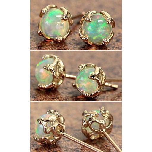 ピアス レディース オパール 18金 18k K18 ゴールド エチオピア産 