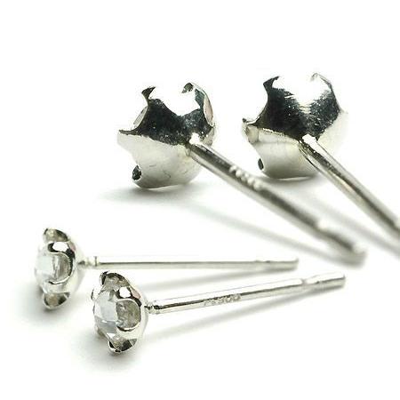 ピアス ダイヤモンド レディース プラチナ ローズカット 3.0mm 片耳用 半ペアの画像