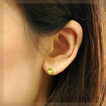カナリー トルマリン ピアス 4.0mm×6.0mm K18 : ジュエリー