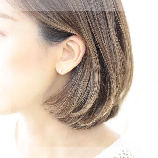 ダイヤモンドピアス レディース 一粒 ブラウンダイヤモンド 18金 18k 