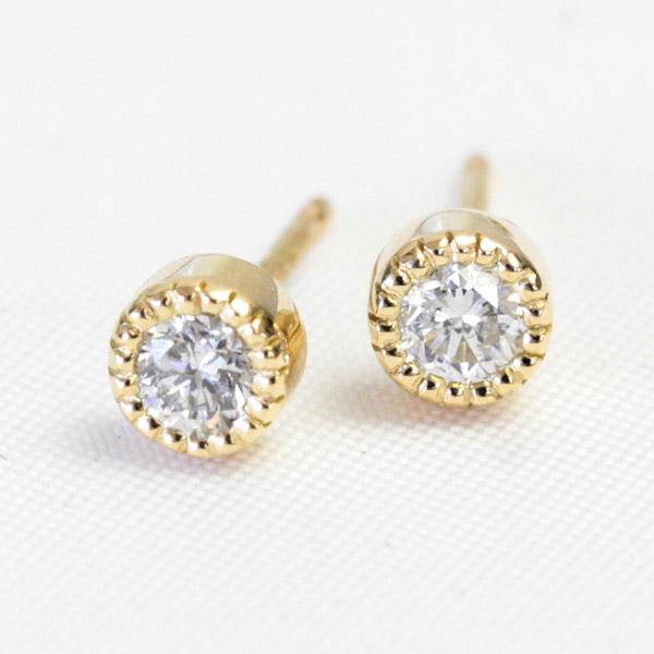 ダイヤモンドピアス レディース 一粒 18金 18k K18 ゴールド 0.2