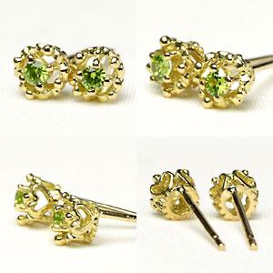 ピアス レディース ガーネット 18金 18k K18 ゴールド デマントイド 
