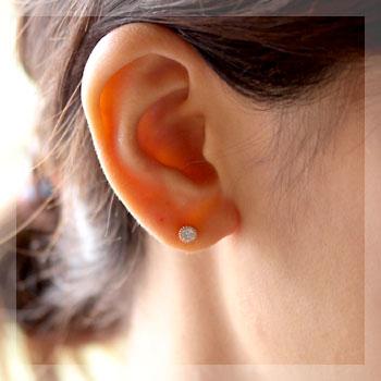 ダイヤモンド ピアス 一粒 18k 18金 K18 ゴールド ダイヤ ミル打ち