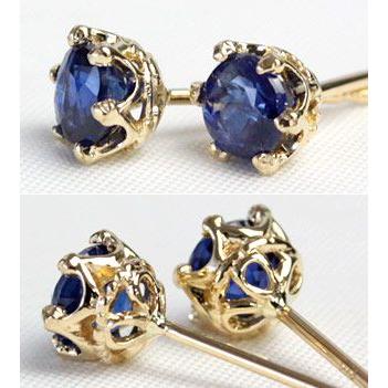 ピアス レデイース カイヤナイト 18金 18k K18 ゴールド クラウン 