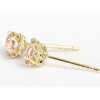 ピアス レディース モルガナイト 18金 18k K18 ゴールド 4月 ピンク 