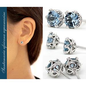 ピアス アクアマリン レデイース サンタマリアアフリカーナ 18金 18k 