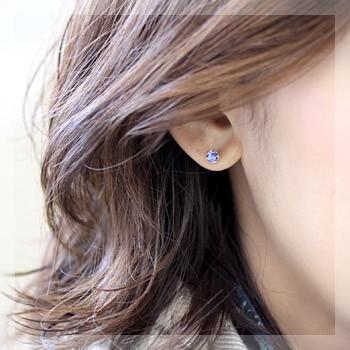 ピアス レディース タンザナイト 18金 18k K18 ゴールドゾイサイト 