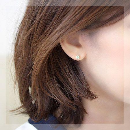 ピアス レディース ガーネット 18金 18k K18 ゴールド UVガーネット UVタイプガーネット 4.0mm クラウンデザインの画像