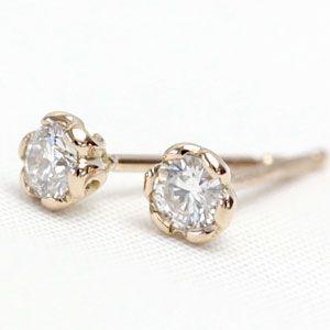 ピアス ダイヤモンド レディース 0.18ct 18金 18k K18 ゴールド ダイヤピアス 0.18カラット フラワーハート