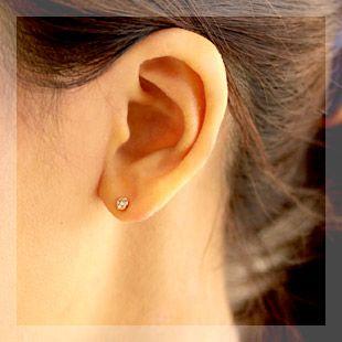 ダイヤモンド ピアス 一粒 18金 18k K18 ゴールド レディース ダイヤピアス シャンパンブラウンダイヤ 0.2カラット フラワーハートの画像