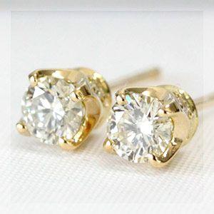 ピアス ダイヤモンド 一粒 レディース 18金 18k K18 ゴールド ダイヤ