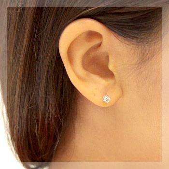 ピアス ダイヤモンド 一粒 レディース 18金 18k K18 ゴールド ダイヤ H＆C 0.4ct カラット スタッド シンプルの画像