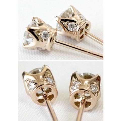 ピアス ダイヤモンド 一粒 レディース 18金 18k K18 ゴールド ダイヤ H＆C 0.4ct カラット スタッド シンプルの画像