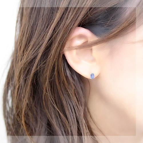 ピアス レディース カイヤナイト 18金 18k K18 ゴールド オーバル 