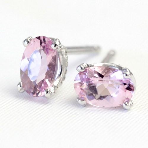 モルガナイト ピアス レディース 18金 18k K18 ゴールド 4月 ピンクアクアマリン オーバルカット_3