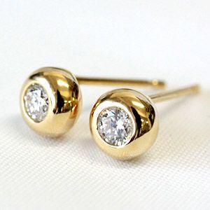 ピアス ダイヤモンド 一粒 レディース 18金 18k K18 ゴールド ダイヤ 0.2ct カラット ぷっくり