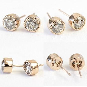 ダイヤモンドピアス レディース 一粒 18金 18k K18 ゴールド 1.0ct 