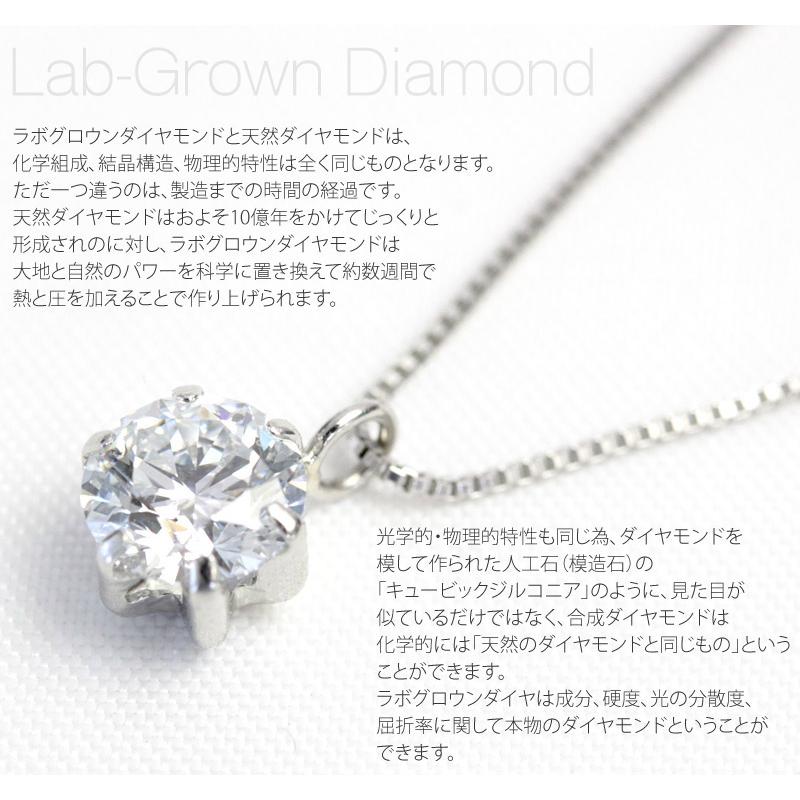 プラチナ ダイヤモンド ネックレス 0.5ct 一粒 ダイヤ ラボグロウン