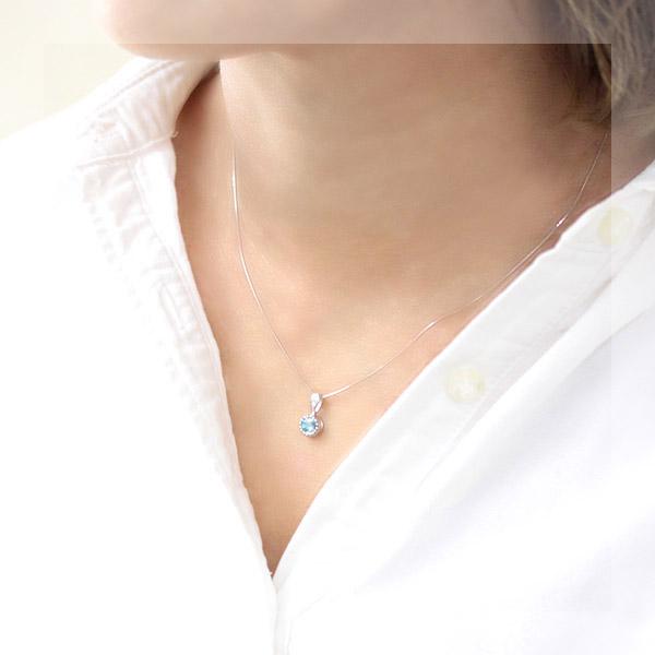 ペンダントトップ レディース 18金 18k K18WG ホワイトゴールド ブルージルコン × ダイヤモンド 【1点限り】の画像