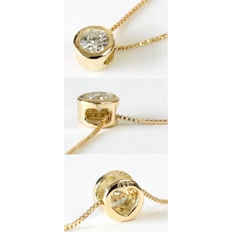 ダイヤモンド ネックレス 一粒 レディース ダイヤ H＆C 18金 18k K18 0.2ct カラット ハートの画像