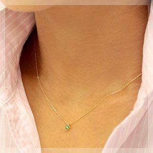 ネックレス レディース エメラルド 18金 18k K18 ゴールドの画像