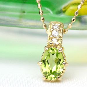 ペンダントトップ レディース 18金 18k K18 ゴールド ペリドット × ダイヤモンド エレガンス