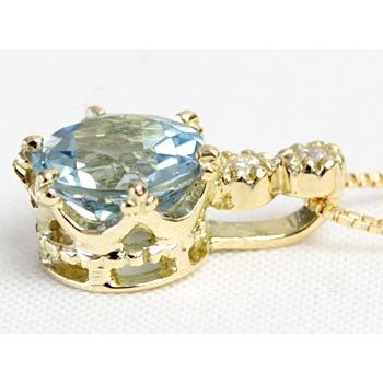 ペンダントトップ レディース アクアマリン K18 6.0mm クラウンデザインの画像