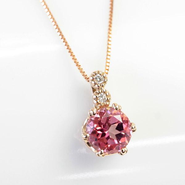 ペンダントトップ トパーズピンク レディース 18金 18k K18 クラウンデザイン 6mm 【1点限り】の画像