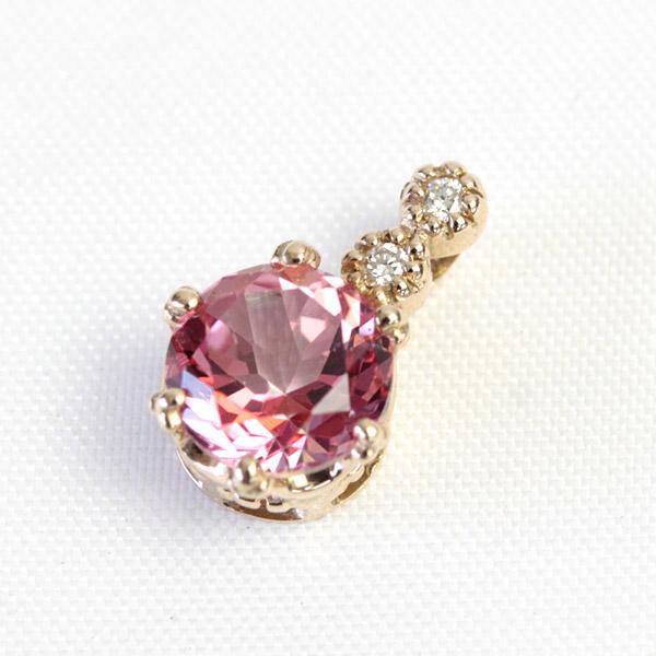 ペンダントトップ トパーズピンク レディース 18金 18k K18 クラウンデザイン 6mm 【1点限り】の画像
