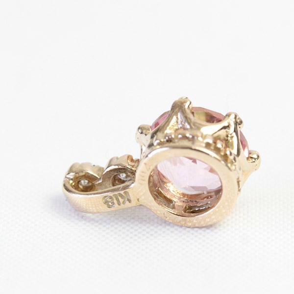 ペンダントトップ トパーズピンク レディース 18金 18k K18 クラウンデザイン 6mm 【1点限り】の画像