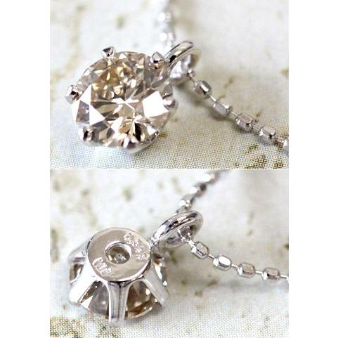 ダイヤモンド ネックレス 一粒 レディース ダイヤネックレス 18金 18k K18ホワイトゴールド シャンパンブラウンダイヤ 0.528ct 【1点限り】の画像