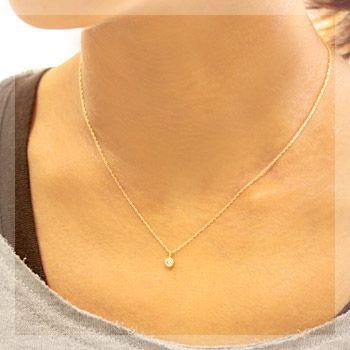 ネックレス ダイヤモンド レディース 一粒 18金 18k K18 ダイヤ 0.1ct 