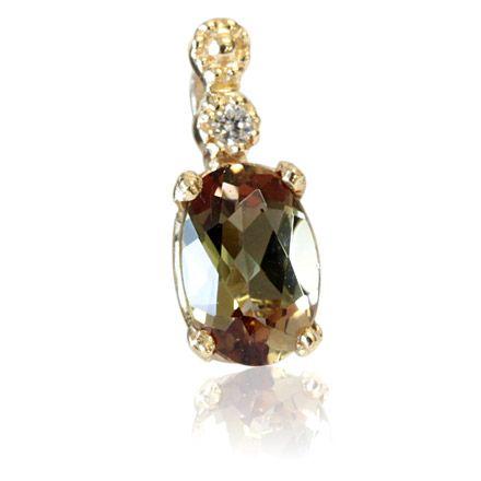 ペンダントトップ 18金 18k K18 ゴールド レディース アンダリュサイト × ダイヤモンド 4.0mm×6.0mm