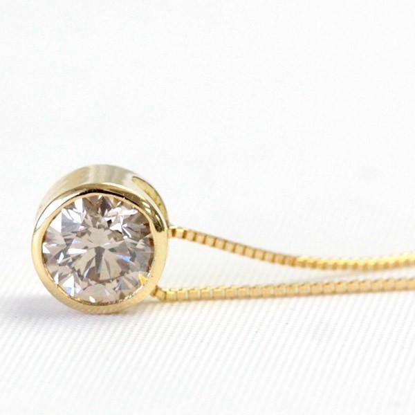 ネックレス ダイヤモンド ジュエリー ダイヤネックレス 一粒 K18 0.5ct 18金 18k K18 シャンパンブラウン ハート 無料ラッピング 送料無料 プレゼントの画像