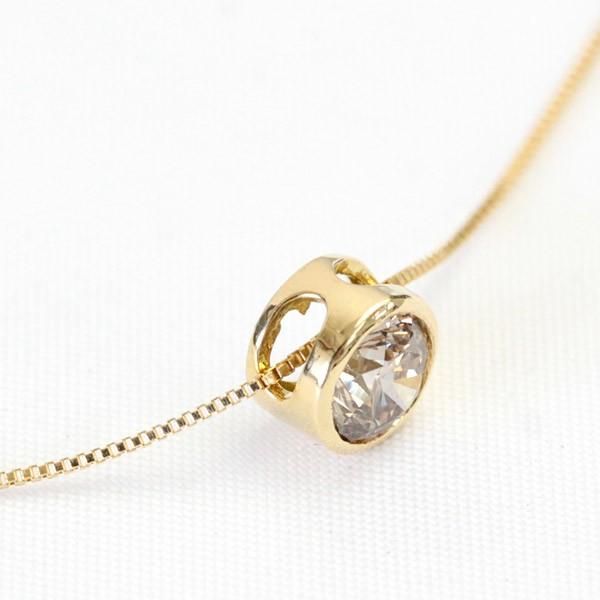 ネックレス ダイヤモンド ジュエリー ダイヤネックレス 一粒 K18 0.5ct 18金 18k K18 シャンパンブラウン ハート 無料ラッピング 送料無料 プレゼントの画像