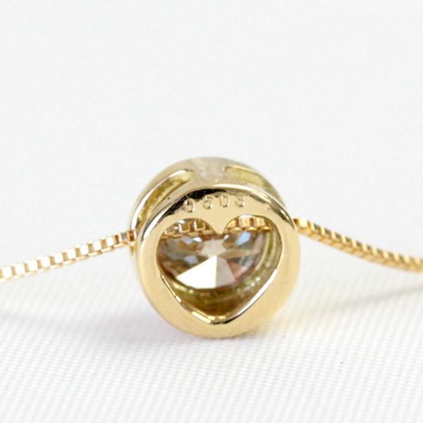 ネックレス ダイヤモンド ジュエリー ダイヤネックレス 一粒 K18 0.5ct 18金 18k K18 シャンパンブラウン ハート 無料ラッピング 送料無料 プレゼントの画像