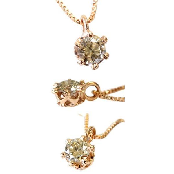 ダイヤモンド ダイヤ ネックレス 一粒 レディース 18金 18k K18 0.15ct カラット シャンパンブラウンダイヤ クラウンの画像