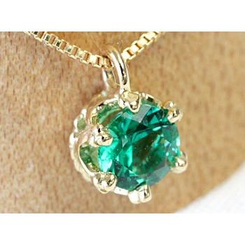 ネックレス レディース 18金 18k K18 エメラルド 4.0mm クラウンデザインの画像