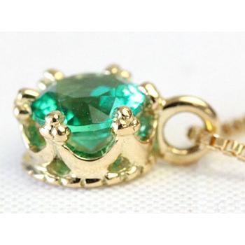 ネックレス レディース 18金 18k K18 エメラルド 4.0mm クラウン